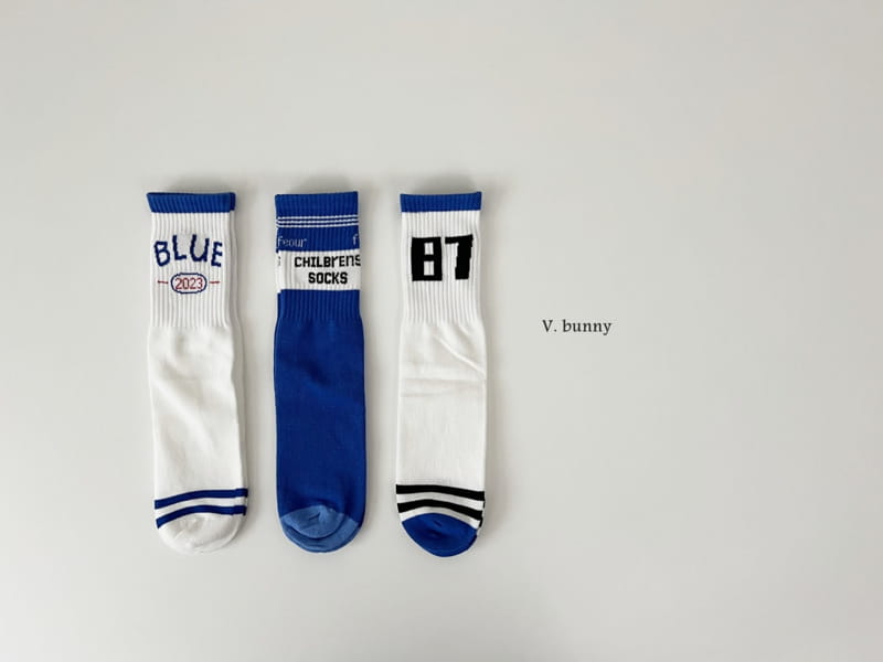 V Bunny - Korean Children Fashion - #designkidswear - Blue Socks Set