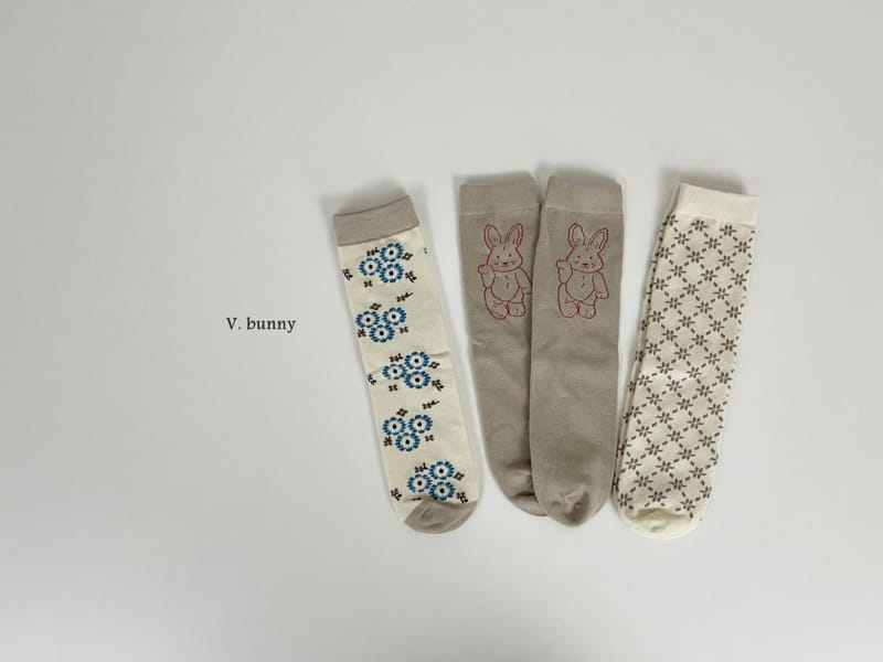 V Bunny - Korean Children Fashion - #designkidswear - Reto Socks Set - 10