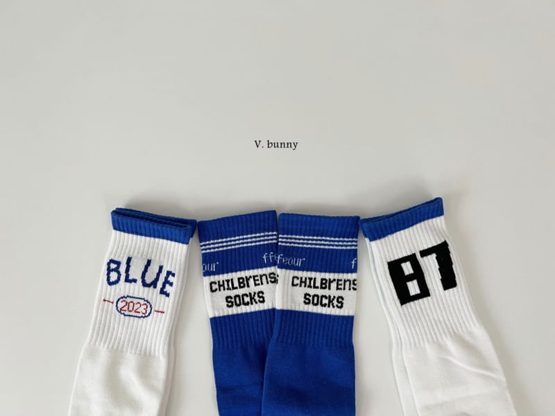 V Bunny - Korean Children Fashion - #discoveringself - Blue Socks Set - 2