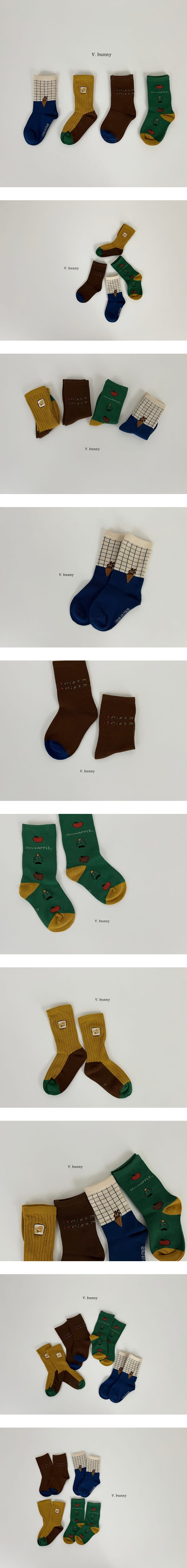 V Bunny - Korean Children Fashion - #fashionkids - Bread Socks Set