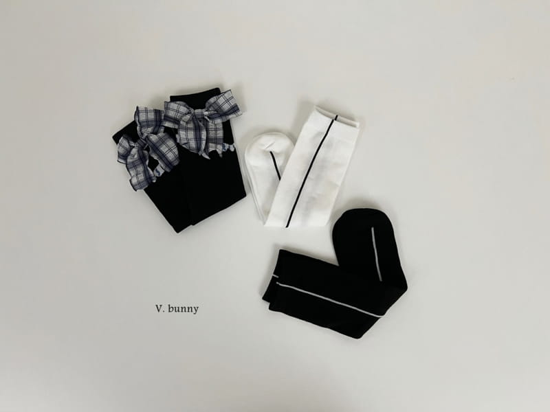 V Bunny - Korean Children Fashion - #kidzfashiontrend - Line Ribbon Socks Set - 3