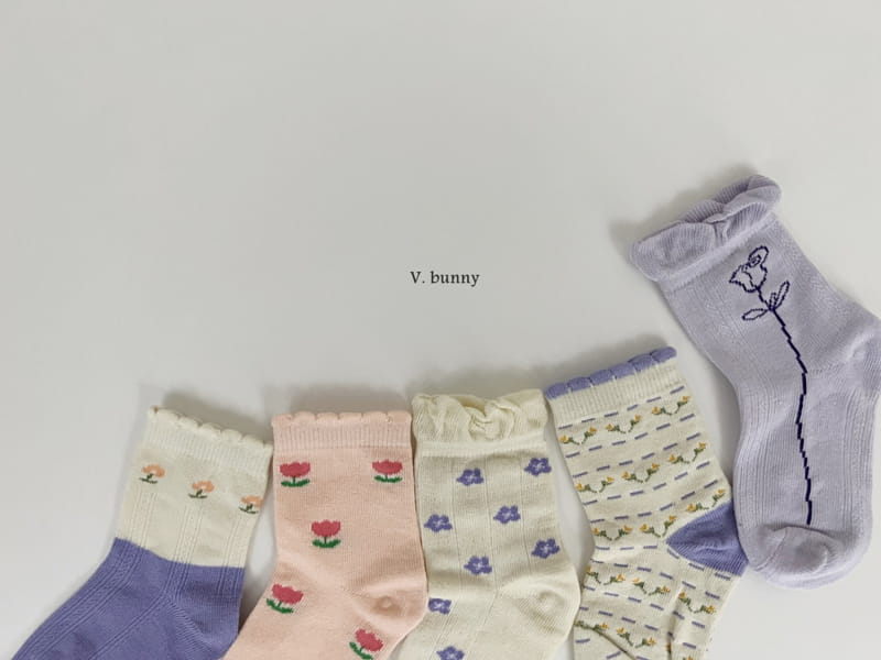 V Bunny - Korean Children Fashion - #littlefashionista - Lavendar Socks Set - 11