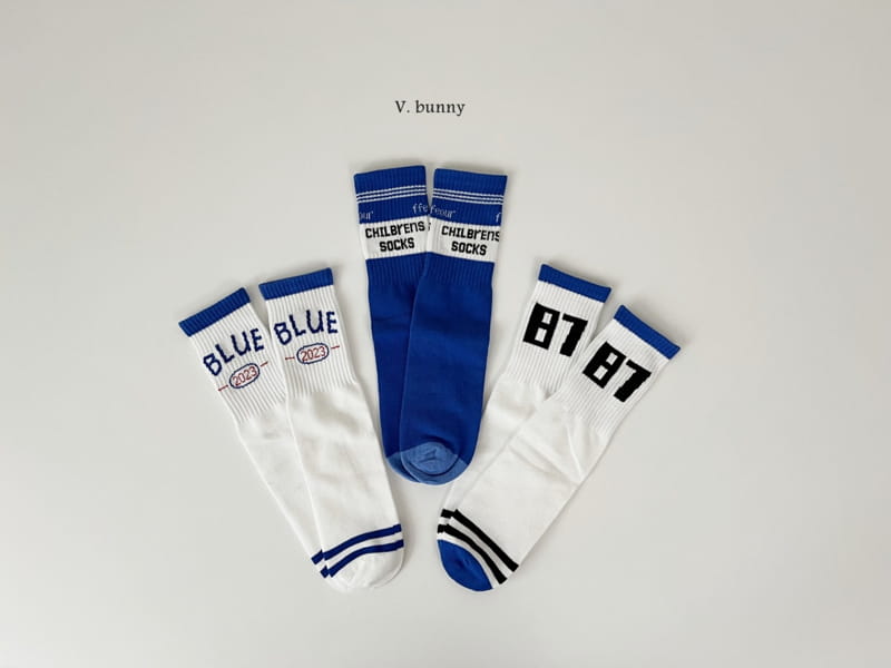 V Bunny - Korean Children Fashion - #prettylittlegirls - Blue Socks Set - 11