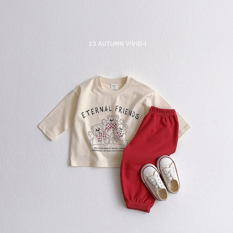Vivid I - Korean Children Fashion - #designkidswear - Check Bear Top Bottom Set - 7
