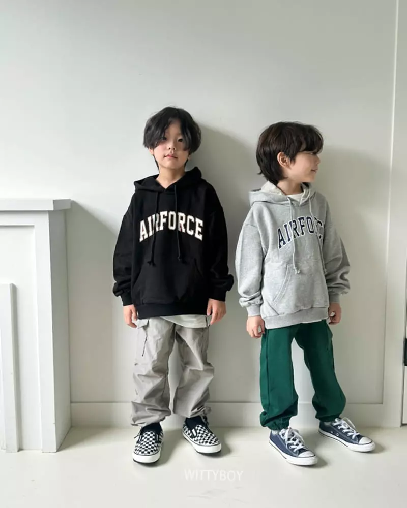 Witty Boy - Korean Children Fashion - #kidsshorts - Air Force Hoody