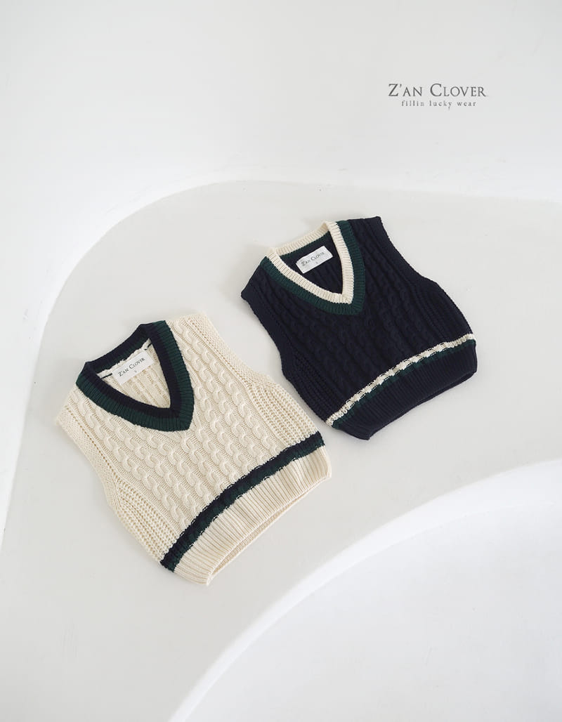 Zan Clover - Korean Children Fashion - #stylishchildhood - Twist Knit Vest - 4