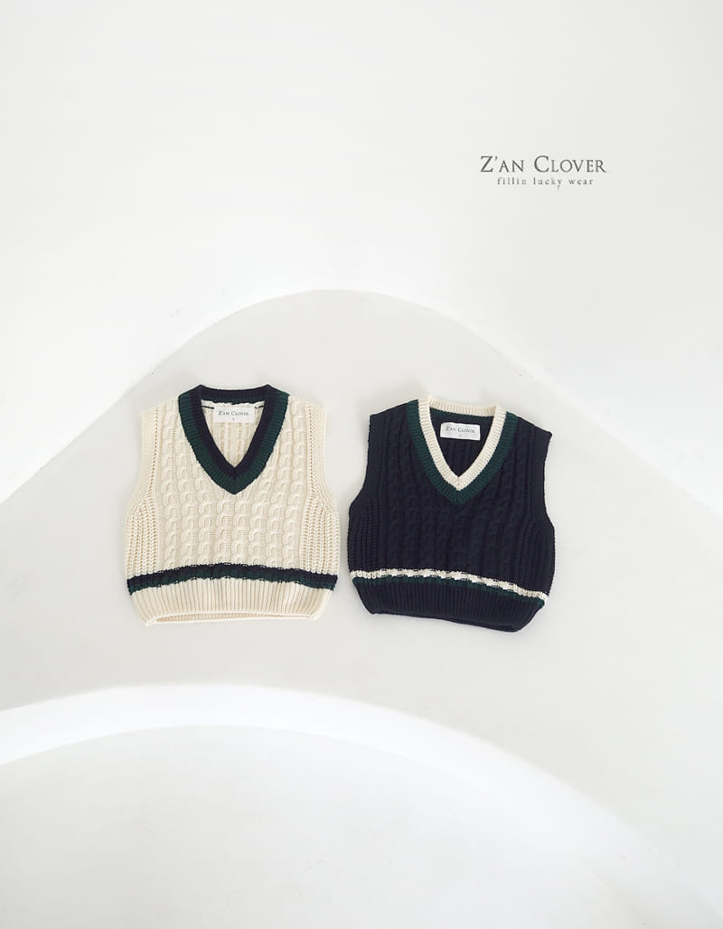 Zan Clover - Korean Children Fashion - #stylishchildhood - Twist Knit Vest - 3