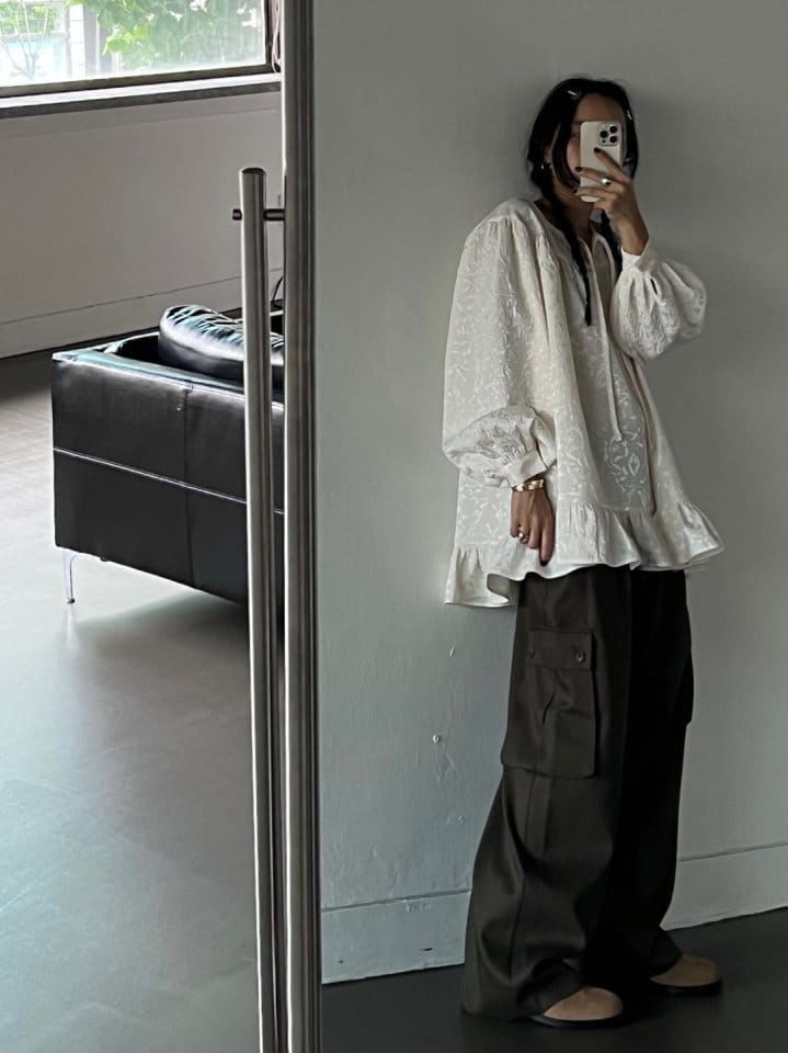 Bricklane - Korean Women Fashion - #momslook - Jacquard Puff Blouse - 10