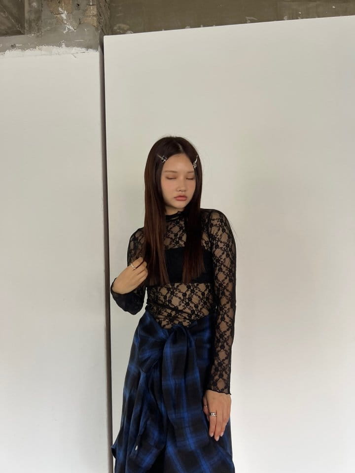 Bricklane - Korean Women Fashion - #vintagekidsstyle - Terry Lace Turtleneck Tee - 9