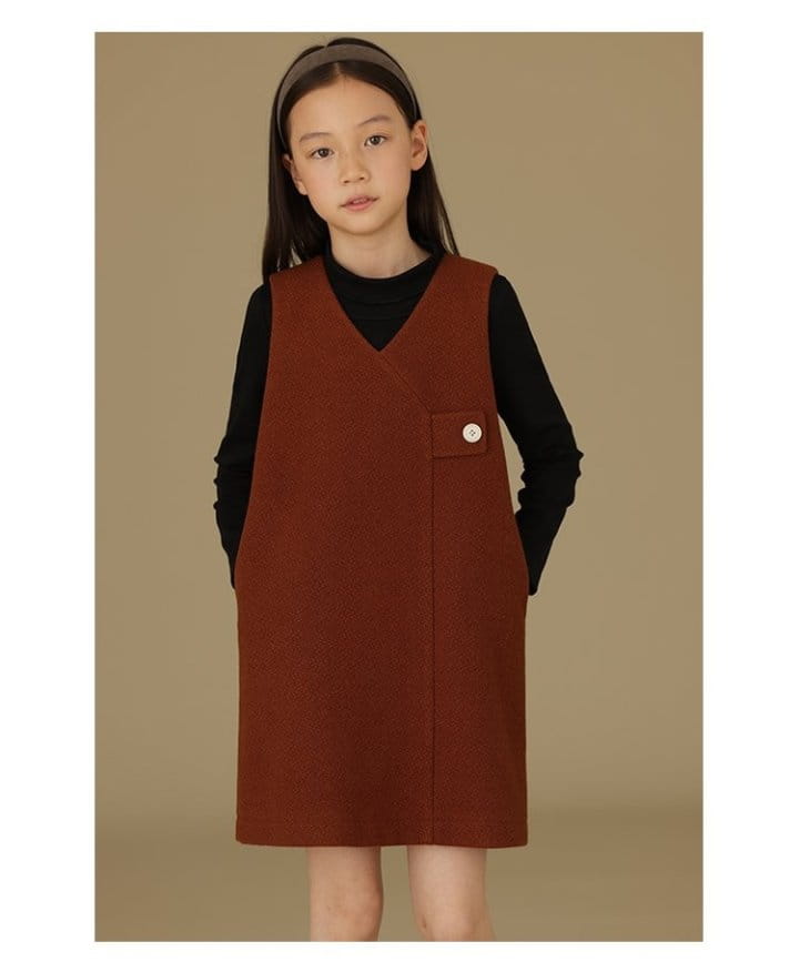 Ciel De Maman - Korean Children Fashion - #kidsshorts - V Neck Sleeveless One-piece - 2