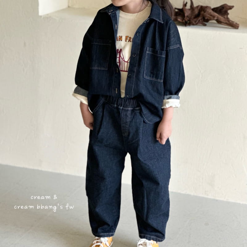Cream Bbang - Korean Children Fashion - #discoveringself - Trend Denim Shirt - 4