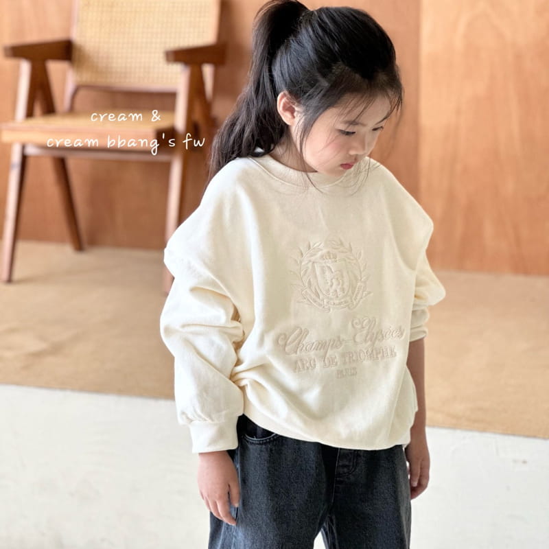Cream Bbang - Korean Children Fashion - #kidsstore - Paris Embroidery Sweatshirt - 9
