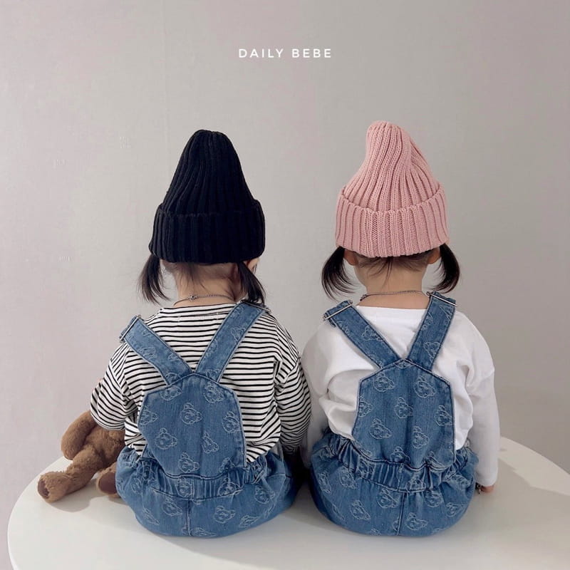 Daily Bebe - Korean Children Fashion - #childofig - Bear Denim Dungarees - 10