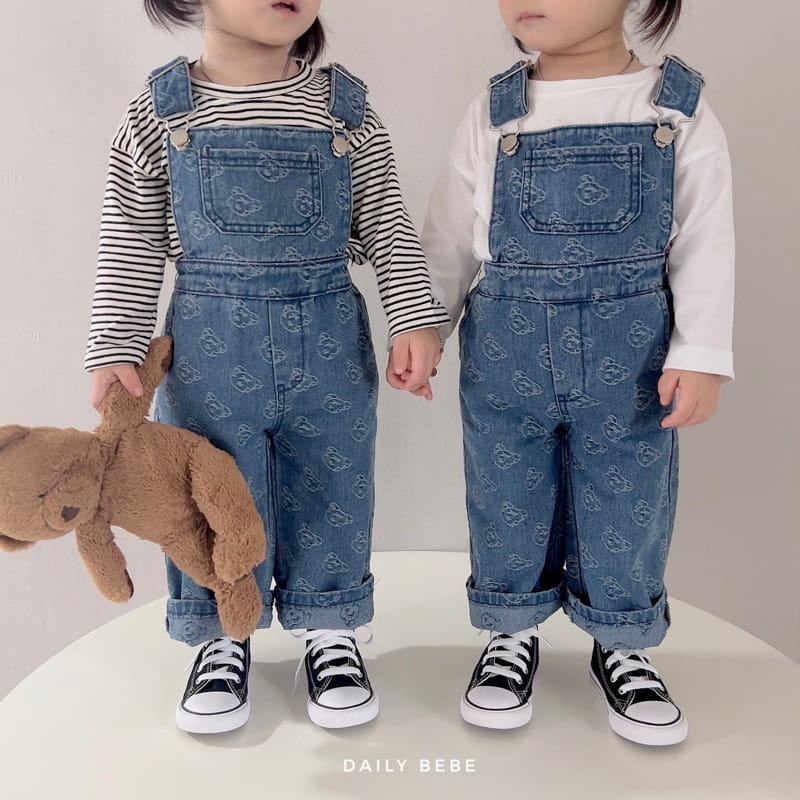 Daily Bebe - Korean Children Fashion - #childrensboutique - Bear Denim Dungarees - 11