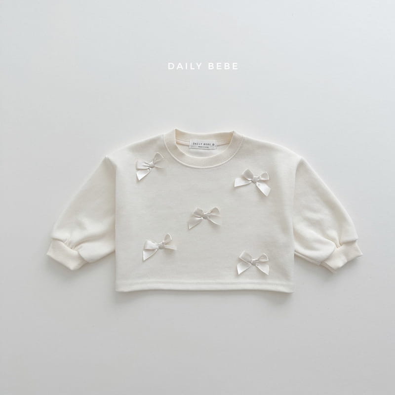 Daily Bebe - Korean Children Fashion - #kidsshorts - Ribbon Crop Sweatshirt - 2