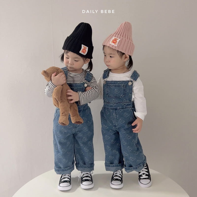 Daily Bebe - Korean Children Fashion - #minifashionista - Bear Denim Dungarees - 5