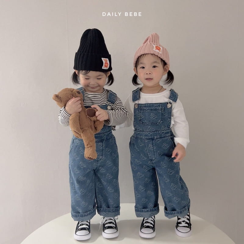Daily Bebe - Korean Children Fashion - #prettylittlegirls - Bear Denim Dungarees - 6