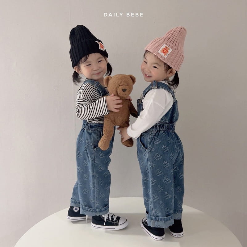 Daily Bebe - Korean Children Fashion - #stylishchildhood - Bear Denim Dungarees - 9