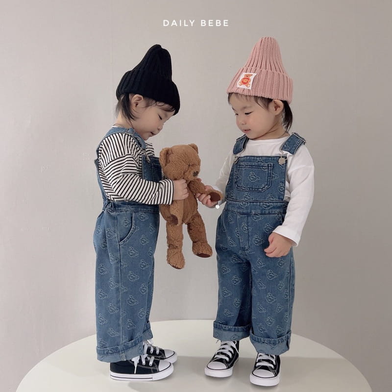 Daily Bebe - Korean Children Fashion - #toddlerclothing - Bear Denim Dungarees - 8