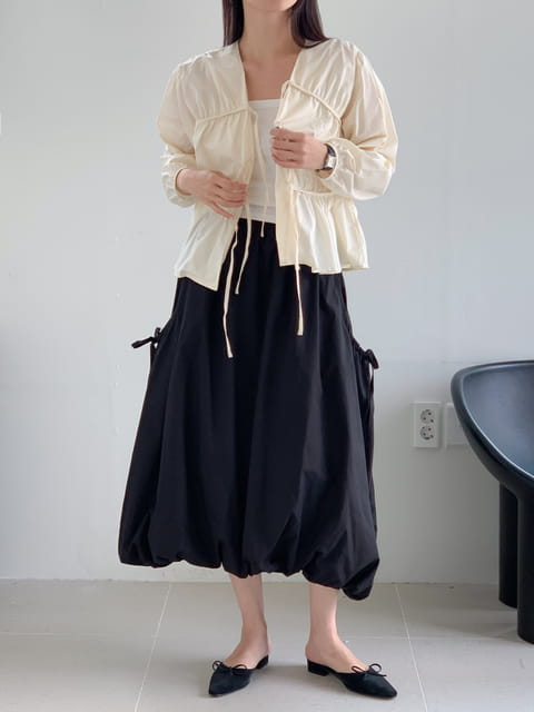 French Chic - Korean Women Fashion - #momslook - Abang Cardigan Shirring Blouse - 5