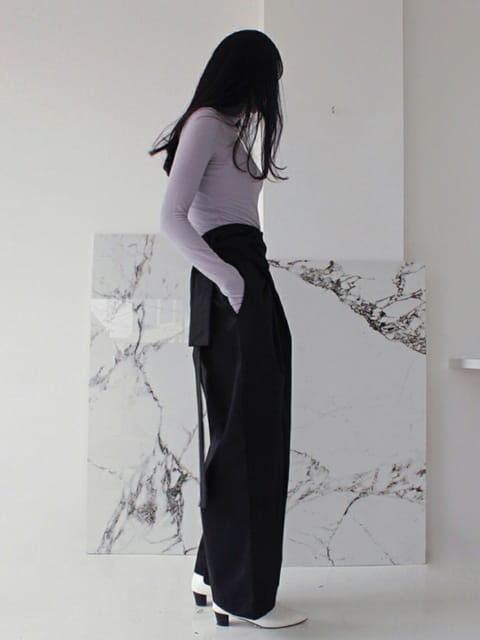 French Chic - Korean Women Fashion - #momslook - Wide leg draped pants - 8