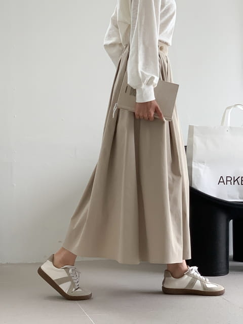 French Chic - Korean Women Fashion - #momslook - Pleated maxi skirt - 6