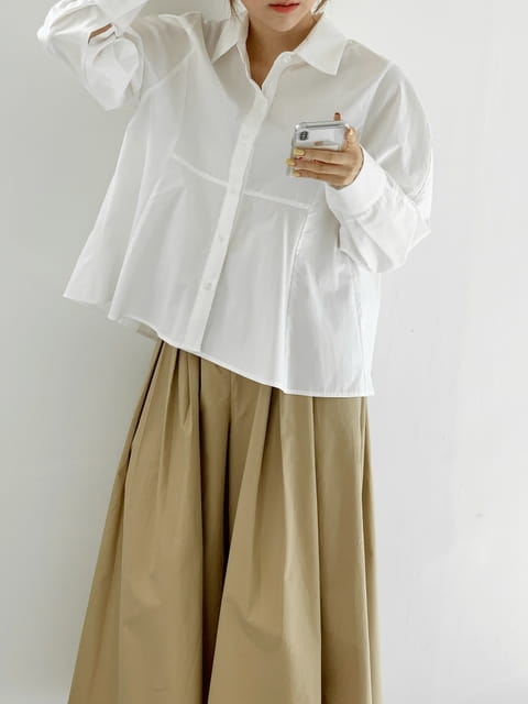 French Chic - Korean Women Fashion - #momslook - Pleated crop blouse - 6