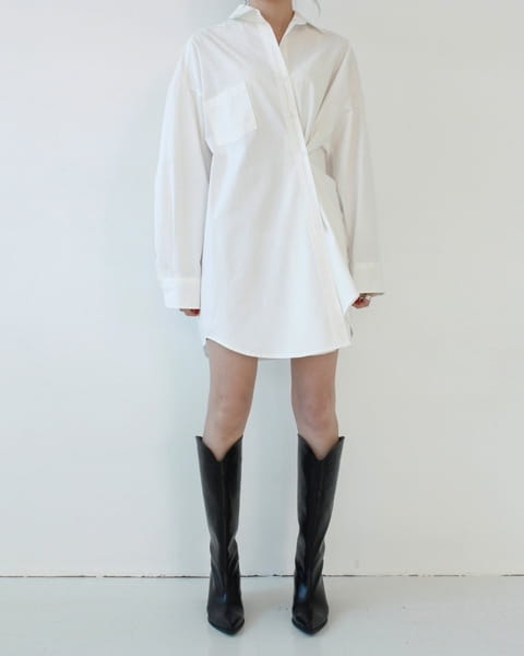 French Chic - Korean Women Fashion - #restrostyle - Two Way Boxy Long Shirt - 4