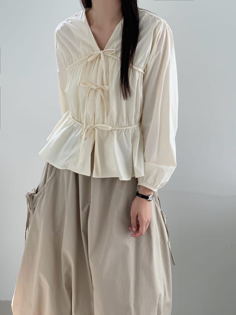 French Chic - Korean Women Fashion - #thatsdarling - Abang Cardigan Shirring Blouse