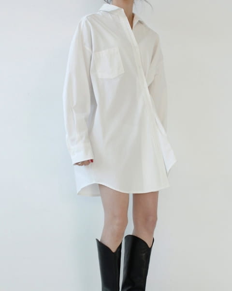 French Chic - Korean Women Fashion - #vintagekidsstyle - Two Way Boxy Long Shirt