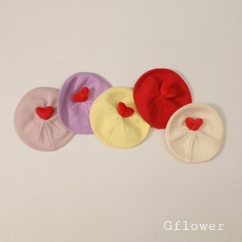 G Flower - Korean Children Fashion - #fashionkids - Heart Knit Beret Hat - 2