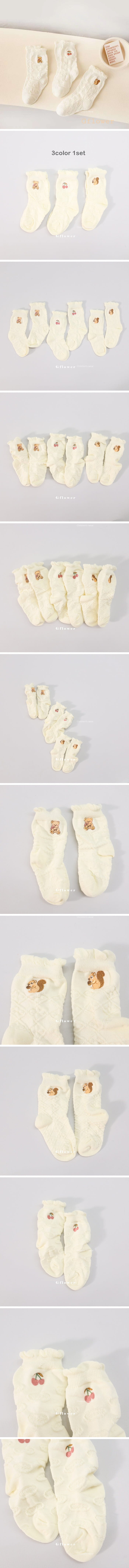 G Flower - Korean Children Fashion - #kidsshorts - Embrodiery White Socks Set
