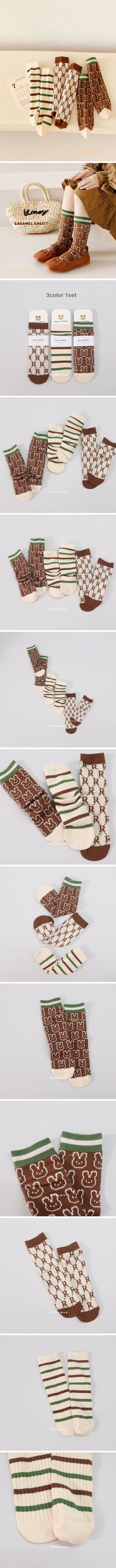 G Flower - Korean Children Fashion - #kidsshorts - Brown Rabbit Knee Socks 