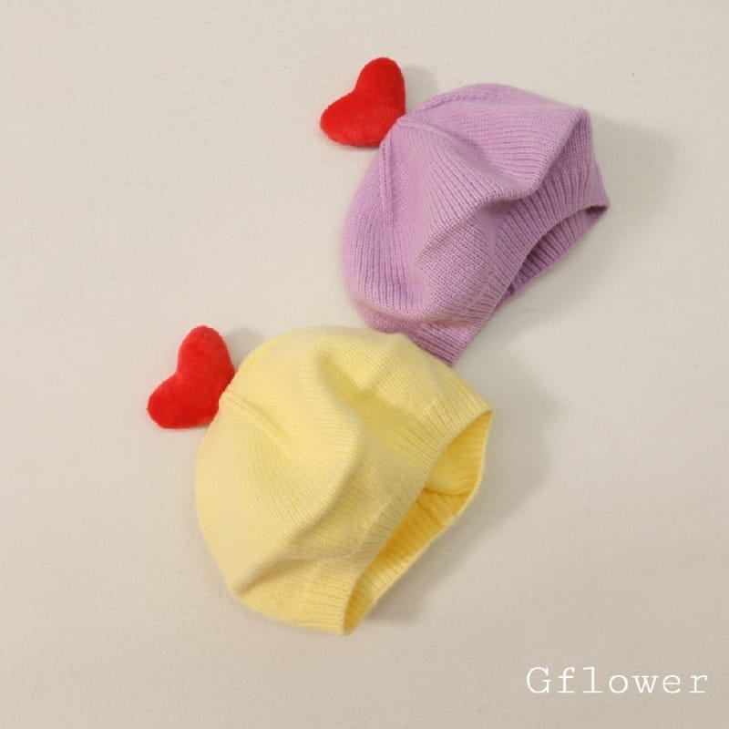 G Flower - Korean Children Fashion - #kidsshorts - Heart Knit Beret Hat - 3