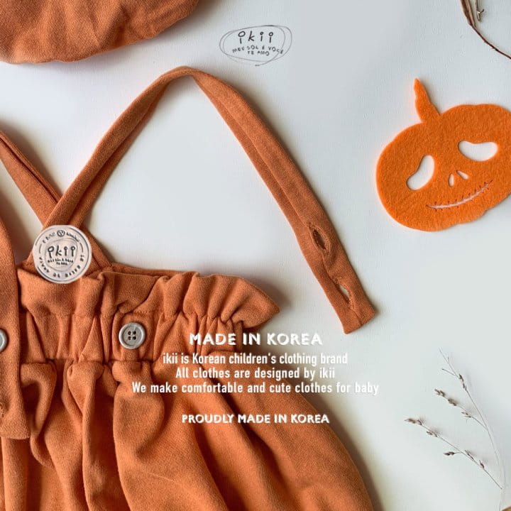 Ikii - Korean Baby Fashion - #onlinebabyboutique - Pumpkin Overalls 2SET