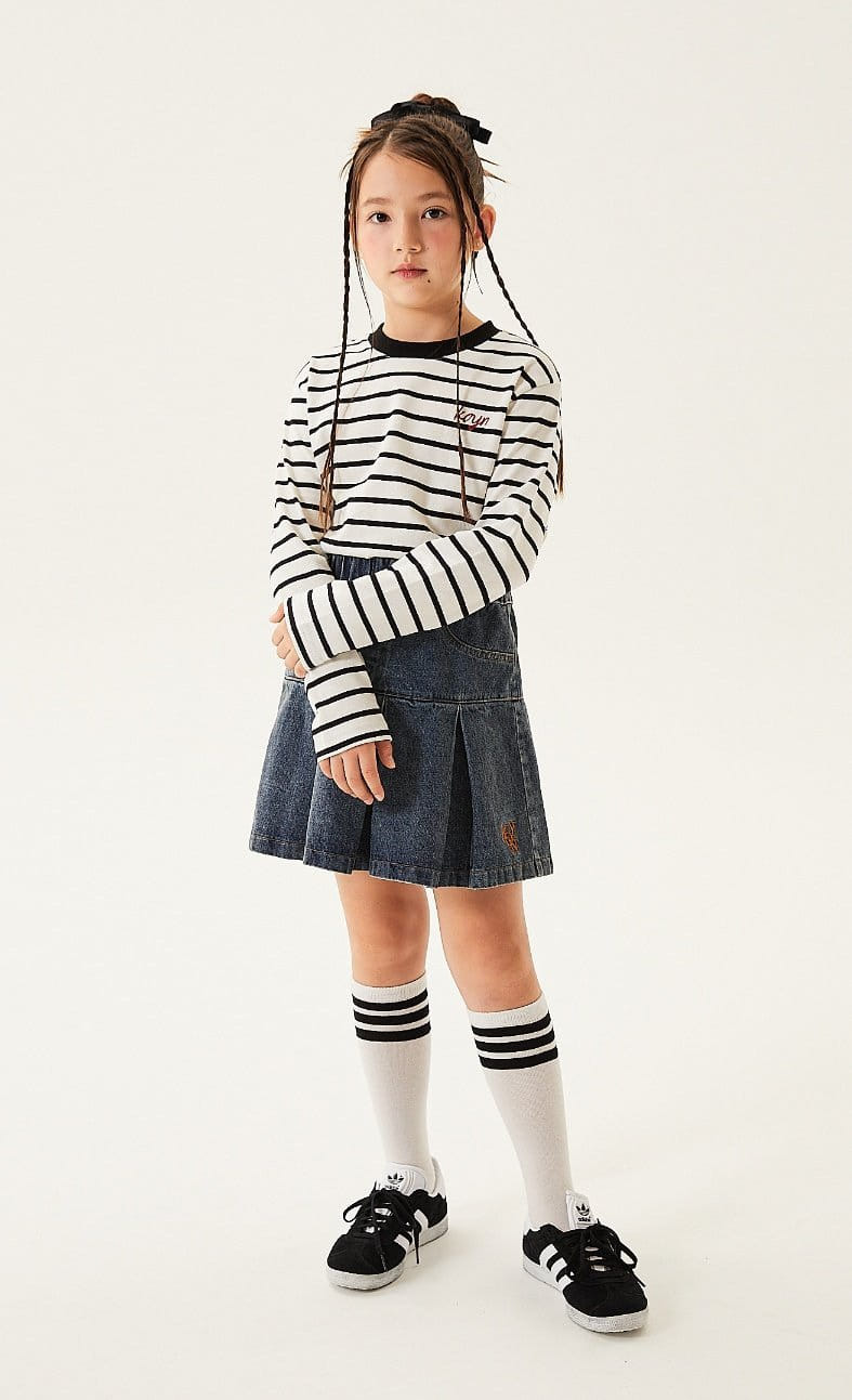 Kokoyarn - Korean Junior Fashion - #designkidswear - Ditto Denim Wrinkle Skirt - 8