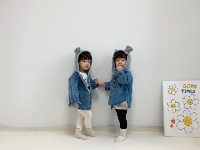 Little Rabbit - Korean Children Fashion - #childofig - Bear Hoody Denim Jacket - 3