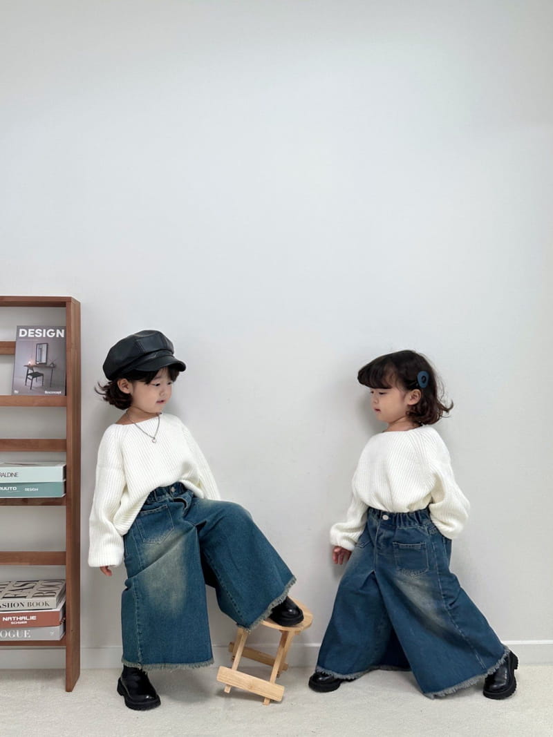 Little Rabbit - Korean Children Fashion - #kidsshorts - Skirt Denim Pants - 3