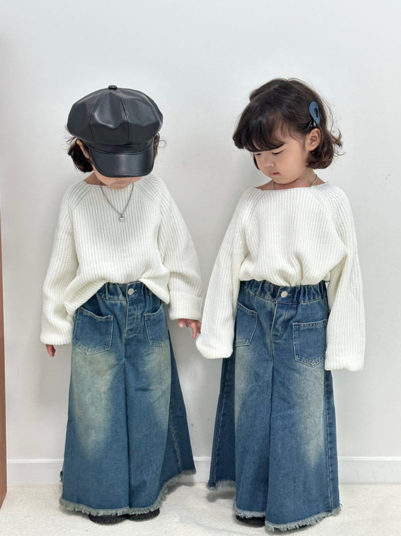 Little Rabbit - Korean Children Fashion - #kidsshorts - Skirt Denim Pants - 4