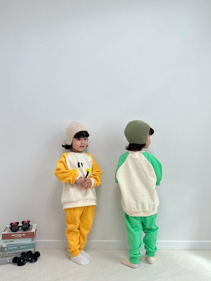 Little Rabbit - Korean Children Fashion - #todddlerfashion - Smile Top Bottom Set - 5