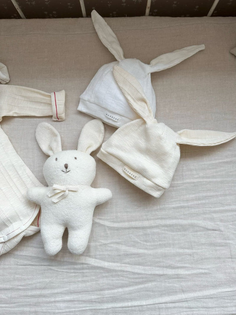 Monbebe - Korean Baby Fashion - #babyoutfit - Mon Bunny Bodysuit with Bonnet - 11