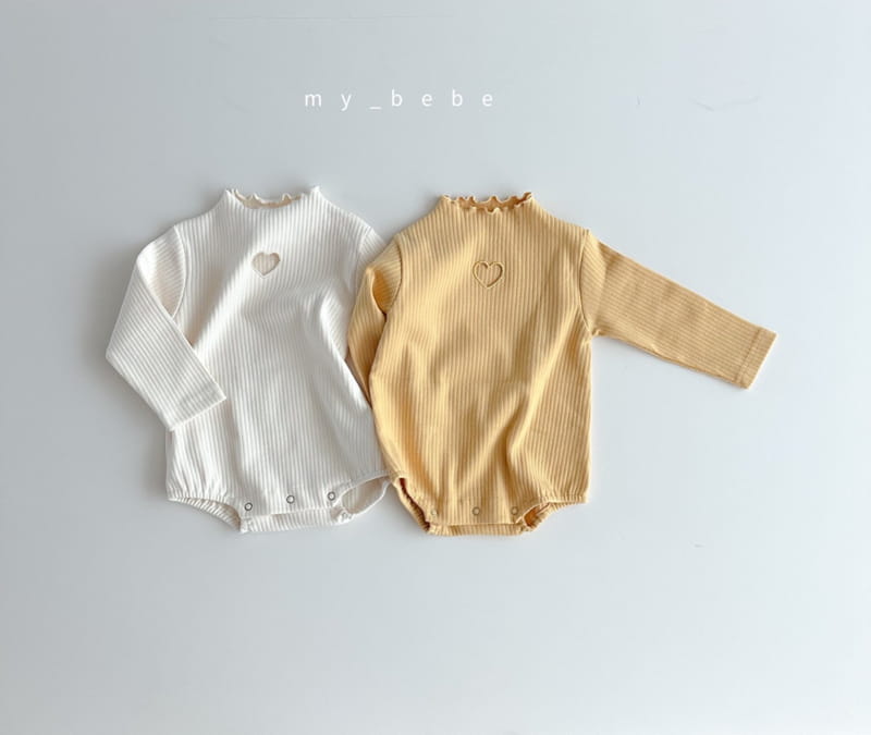My Bebe - Korean Baby Fashion - #babyootd - Terry Heart Bodysuit - 3