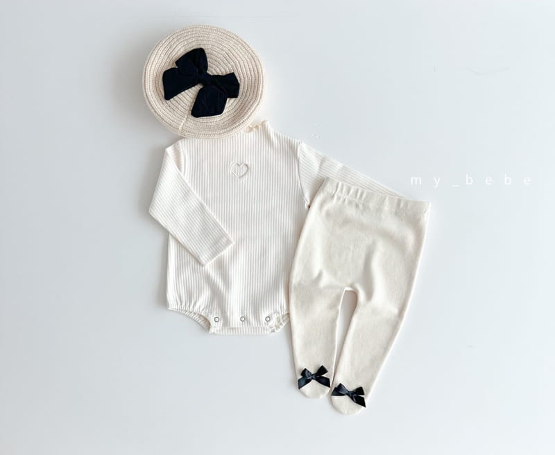 My Bebe - Korean Baby Fashion - #babyoutfit - Terry Heart Bodysuit - 5