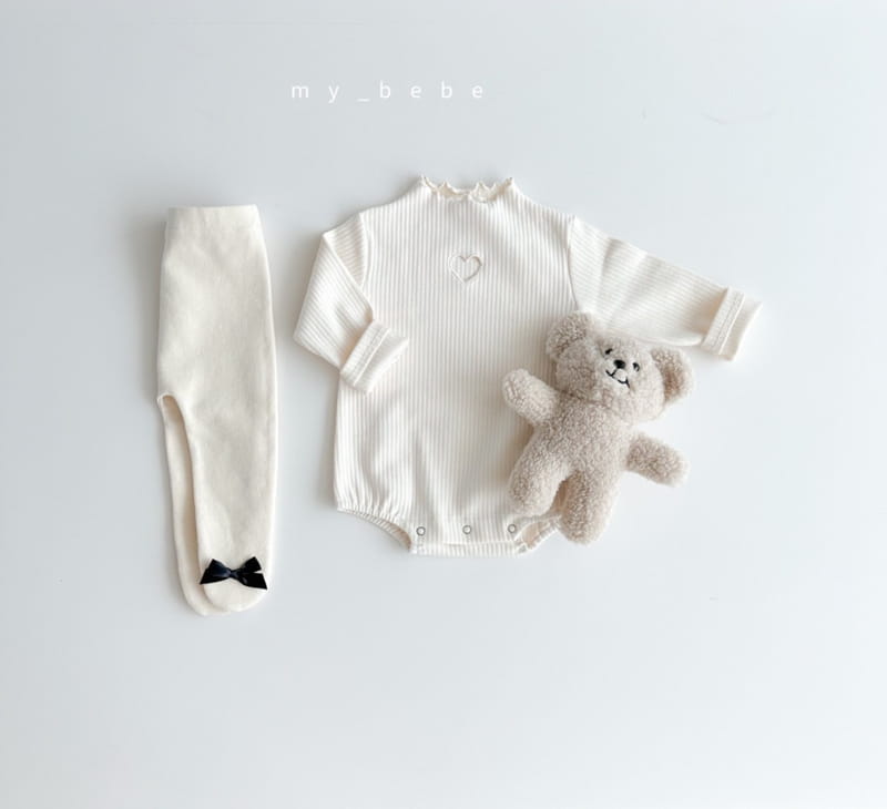My Bebe - Korean Baby Fashion - #onlinebabyshop - Terry Heart Bodysuit - 8