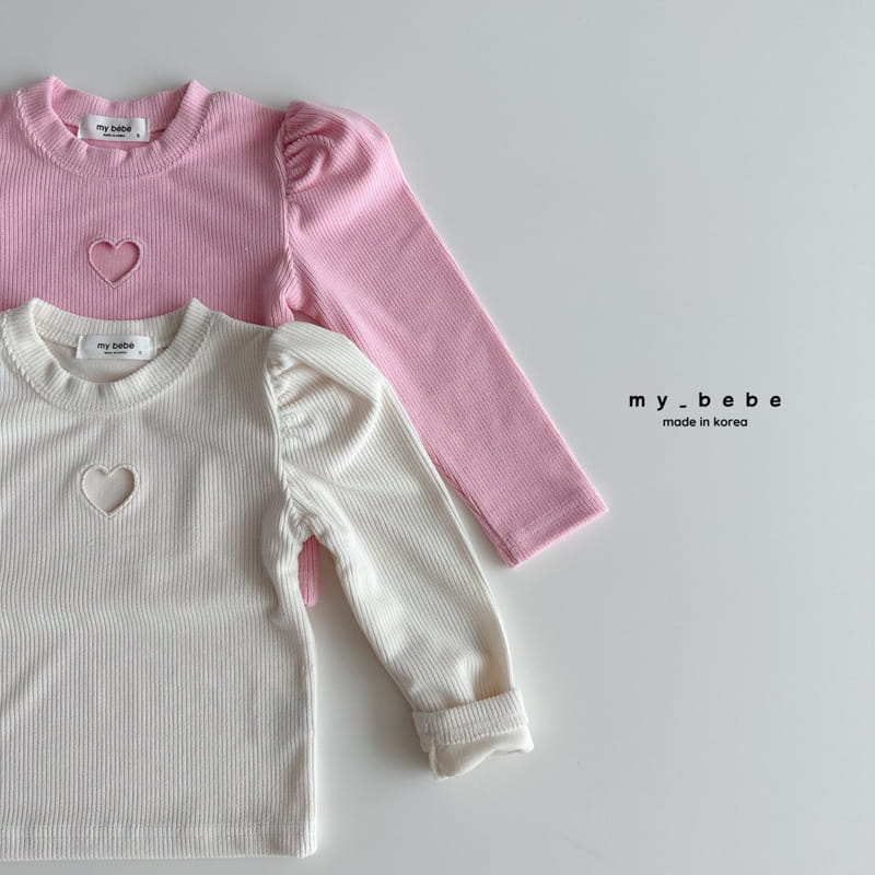 My Bebe - Korean Children Fashion - #designkidswear - Heart Embroidery Tee - 2
