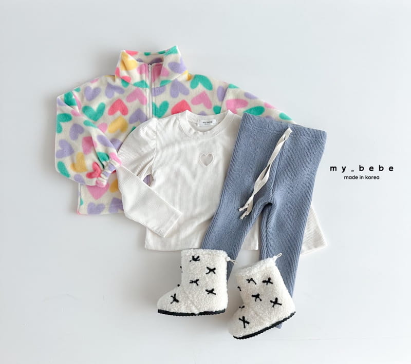 My Bebe - Korean Children Fashion - #kidsstore - Heart Embroidery Tee - 6