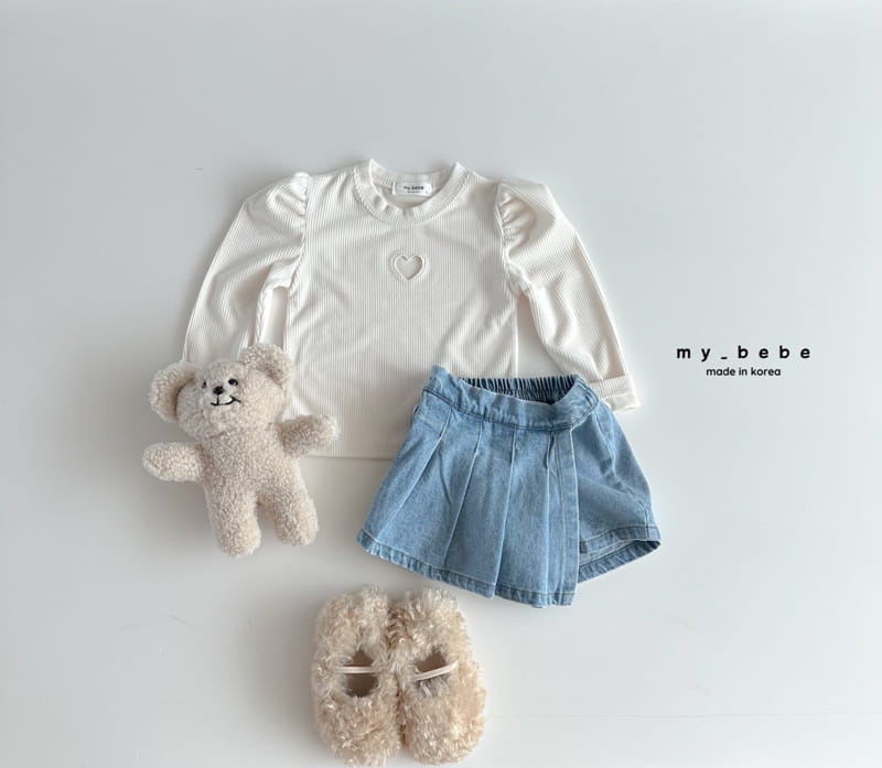 My Bebe - Korean Children Fashion - #littlefashionista - Heart Embroidery Tee - 9