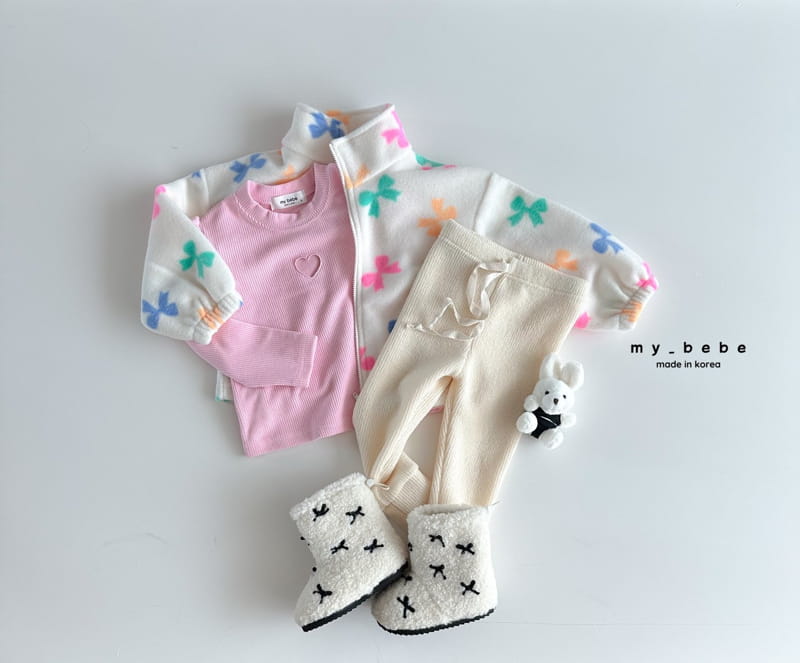 My Bebe - Korean Children Fashion - #prettylittlegirls - Heart Embroidery Tee - 12