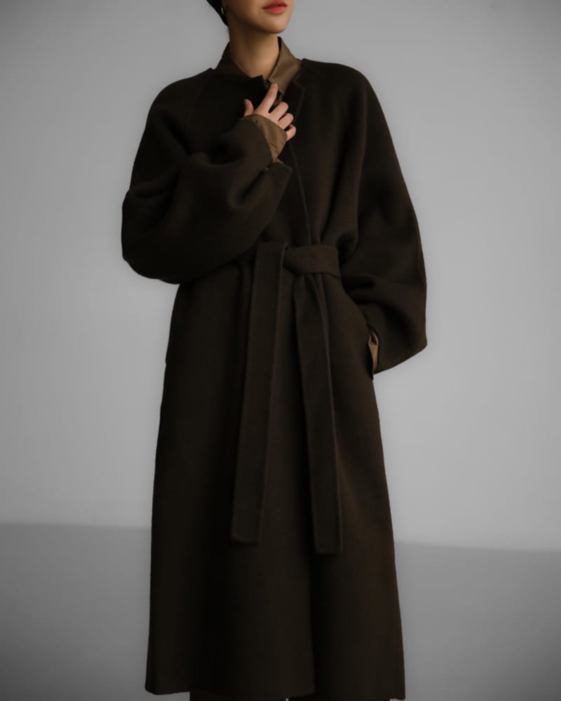 Paper Moon - Korean Women Fashion - #momslook - LUX alpaca double snap sleeved handmade belted coat - 3