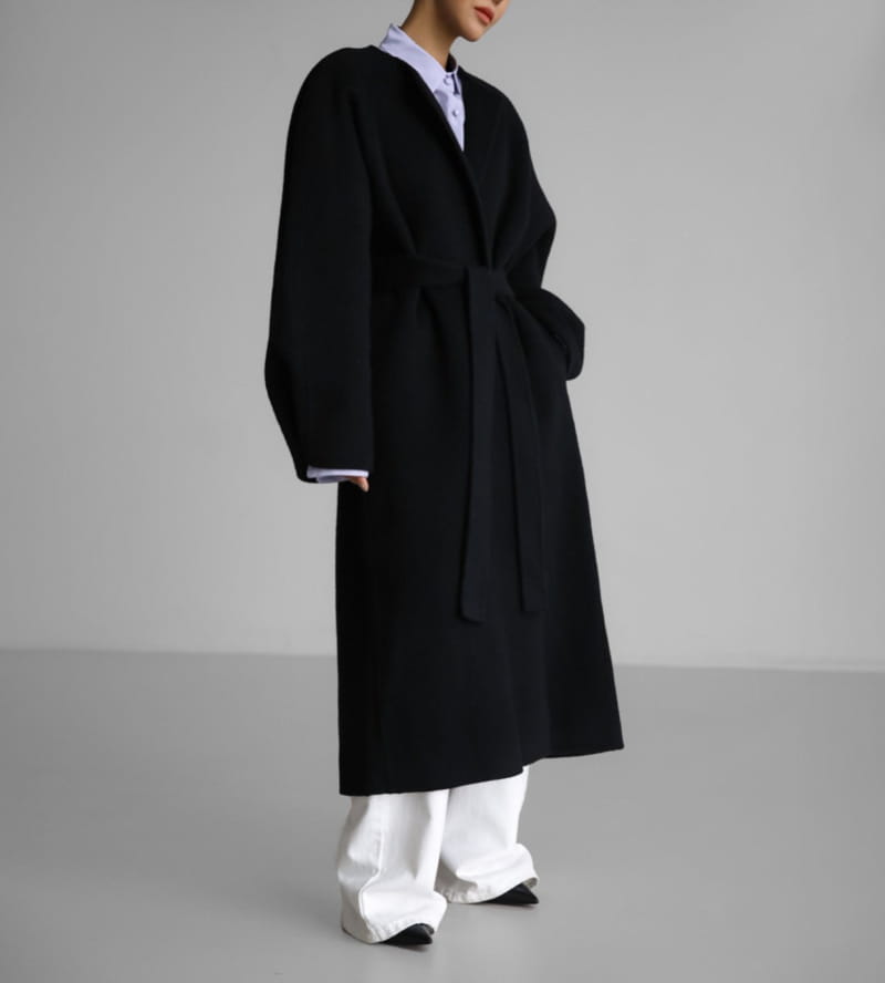 Paper Moon - Korean Women Fashion - #momslook - LUX alpaca double snap sleeved handmade belted coat - 9